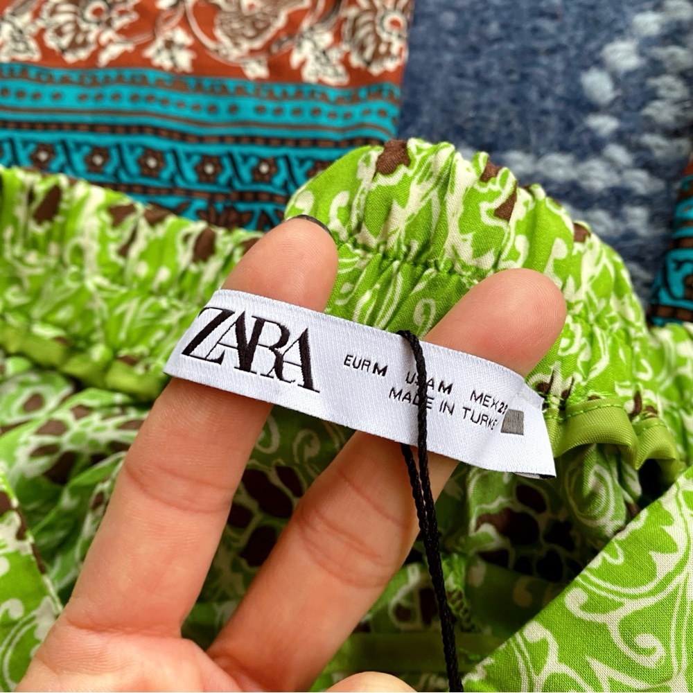 πΏ ZARA BOHO GREEN MULTI FLORAL HIGH WAIST PALAZZO PANTS! - Picture 8 of 14